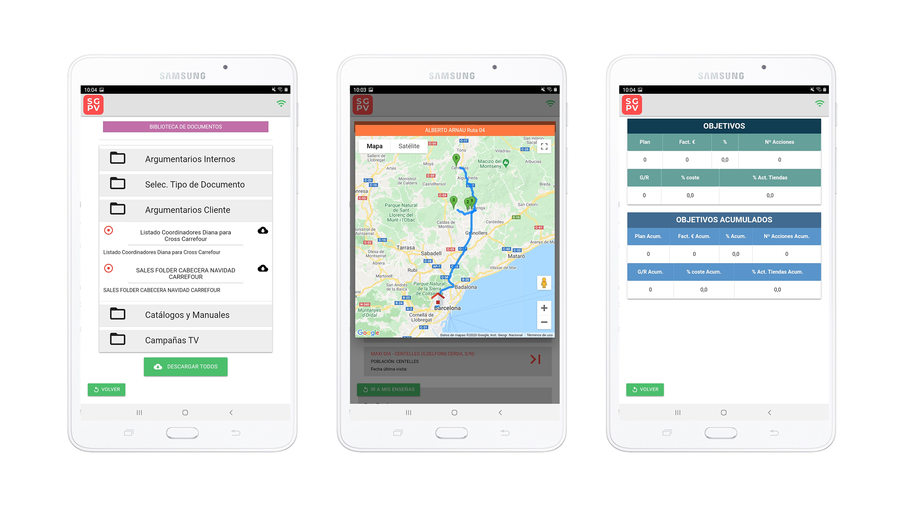 Responsive document library, route map, and dashboard screens.