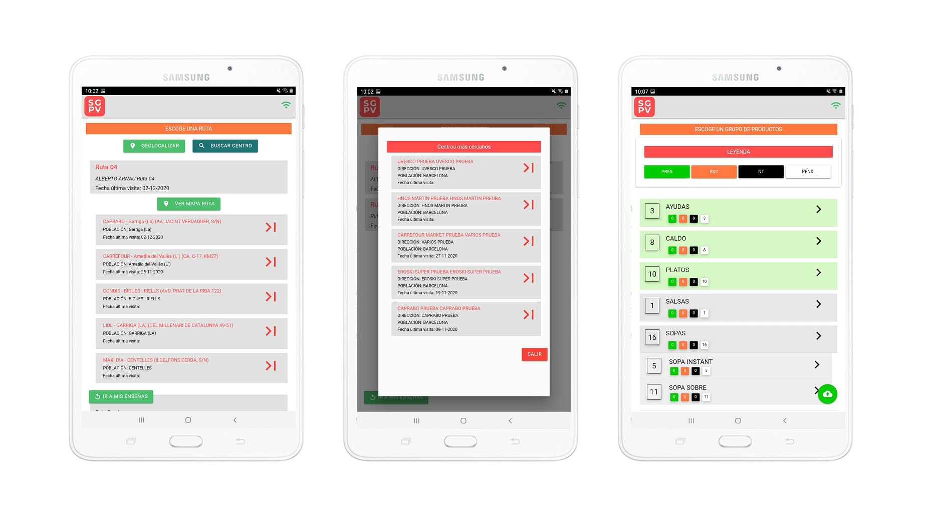 Route and product management screens with improved hierarchy.