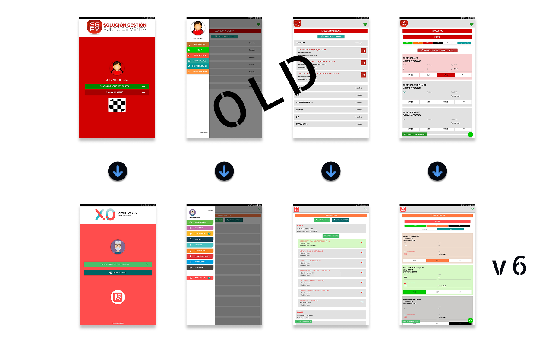 Legacy tablet app redesigned into responsive v6 for mobile and tablet.