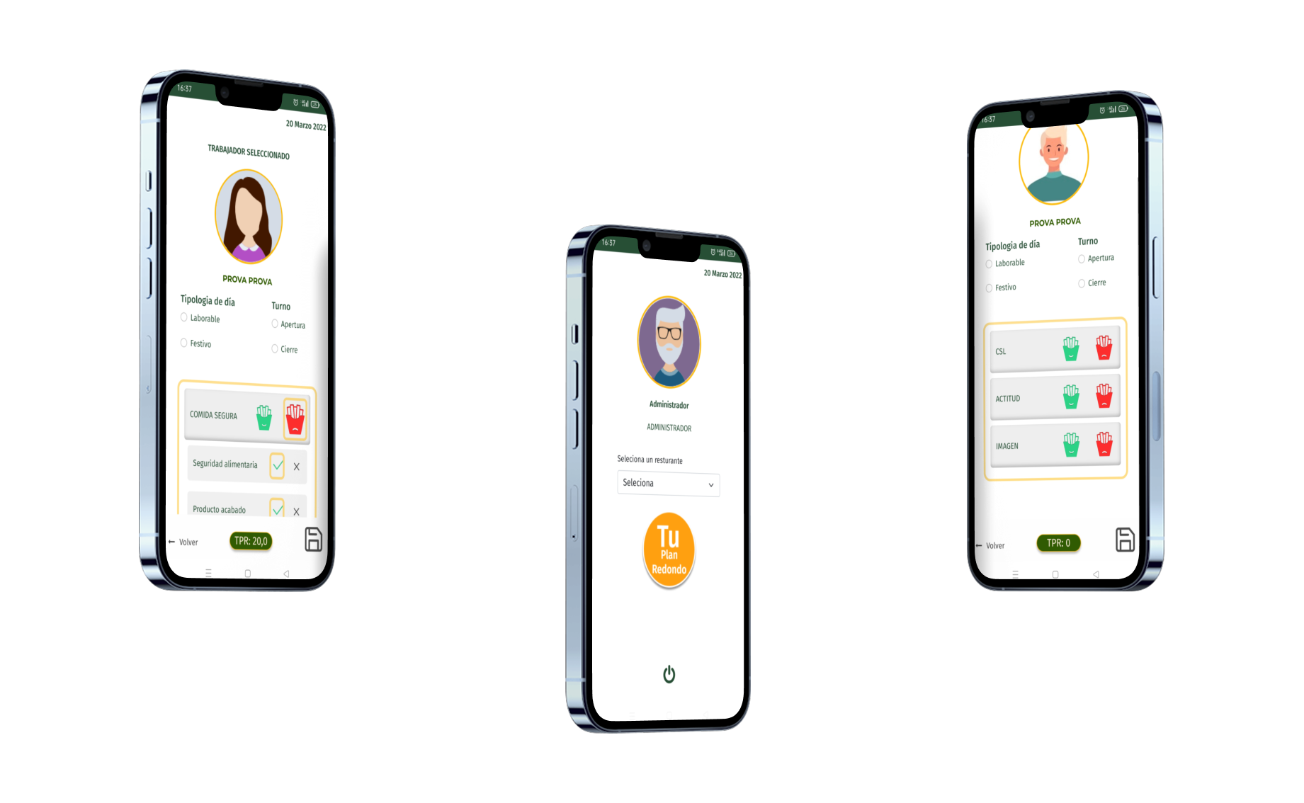 Different profiles of the PWA